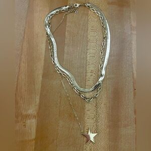 Gold Plated Layered Necklace with Star Pendant